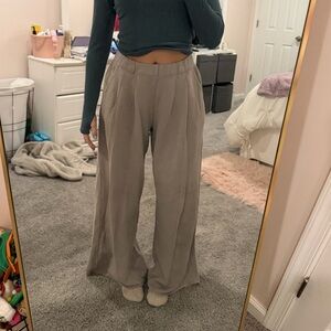 Aerie Wide-Leg Taupe Pants